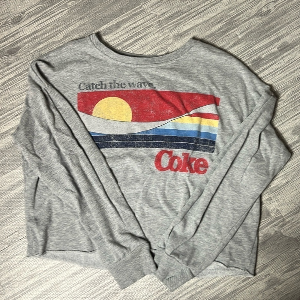 Vintage Look Cropped Crew Neck Coke Sweatshirt Size Large